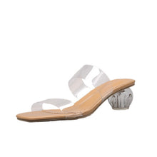 Load image into Gallery viewer, Transparent High Heels Women Square Toe Sandals Summer Shoes Woman Clear High Pumps Wedding Jelly Buty Damskie Heels Slippers