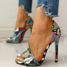 Load image into Gallery viewer, HOT Women Pumps New Shoes Sexy High Heels Ladies Party Stiletto &amp; Enlargers Female Black Wedding  Snake Print Heels  Zapatos
