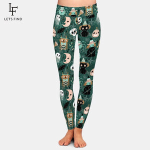 LETSFIND 2020 Hallowmas Women Sexy Workout Leggings Fashion High Waist Elastic Fitness Soft Slim Full Leggings Plus Size