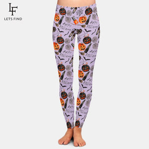 LETSFIND 2020 Hallowmas Women Sexy Workout Leggings Fashion High Waist Elastic Fitness Soft Slim Full Leggings Plus Size