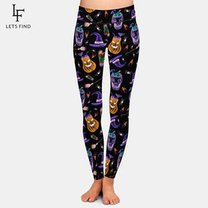 LETSFIND 2020 Hallowmas Women Sexy Workout Leggings Fashion High Waist Elastic Fitness Soft Slim Full Leggings Plus Size