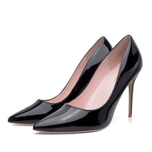 Load image into Gallery viewer, GENSHUO Women Pumps Brand High Heels Black Patent Leather Pointed Toe Sexy Stiletto Shoes Woman Ladies Plus Big Size 11 12
